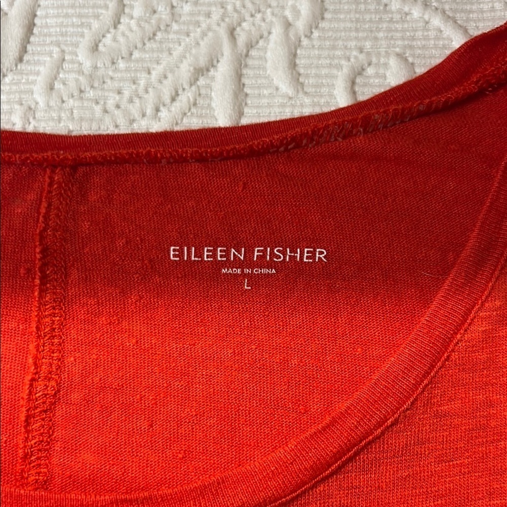 Eileen Fisher Scarlet Red/orange Blouse. Large Linen - Picture 5 of 8